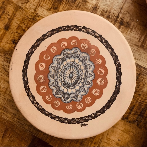 Vintage Boho Terra Cotta Coasters Set of 4 - Picture 3 of 6